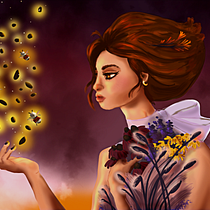 Digital Fantasy Portraits with Photoshop: Prairie Fairy. Traditional illustration, Drawing, Digital Illustration, Portrait Drawing, Digital Drawing, and Digital Painting project by siennacourter - 01.20.2023
