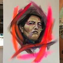 Mi proyecto del curso: Retrato experimental: fusiona óleo, acrílico y pintura en spray . Fine Arts, Painting, Acr, lic Painting, and Oil Painting project by Fernanda González - 01.20.2023