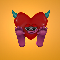 Heart Devil: Playful Creature Design in Cinema 4D. Projekt z dziedziny 3D i Animowana Ilustracja użytkownika khr5849 - 23.01.2023
