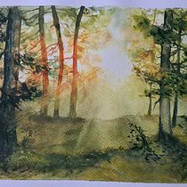 Mój projekt z kursu: Oniryczne pejzaże akwarelą: maluj światłem. Un projet de Peinture , et Aquarelle de Zofia Kosmala - 23.01.2023