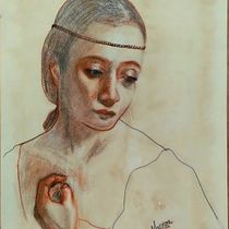 Retrato clásico con estilo renacentista. Fine Arts, Sketching, Drawing, Portrait Drawing, Realistic Drawing, and Artistic Drawing project by Diego Maenza - 04.10.2023