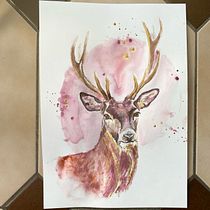 Mon projet du cours : Portraits expressifs d'animaux à l'aquarelle. Ilustração tradicional, Pintura em aquarela, Desenho realista e Ilustração naturalista projeto de Justine - 24.01.2023