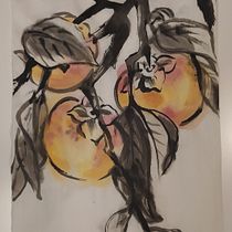 Mój projekt z kursu: Kolorowe malarstwo sumi-e do wykonywania kwiatowych ilustracji. Traditional illustration, Fine Arts, Painting, Botanical Illustration & Ink Illustration project by blueaoinaomi - 01.24.2023