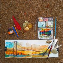 Viagem à Floripa. Traditional illustration, Watercolor Painting, Architectural Illustration, and Sketchbook project by renathawadocha - 01.20.2023