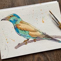 Mein Abschlussprojekt für den Kurs: Illustriere Vögel mit expressiven Aquarelltechniken. Traditional illustration, Watercolor Painting, Realistic Drawing, and Naturalistic Illustration project by chaosimkopf - 01.26.2023