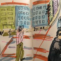 My project for course: Urban Sketching: Capture Your City in Motion. Traditional illustration, Sketching, Drawing, Watercolor Painting, Architectural Illustration, and Sketchbook project by Dina Soliman - 01.22.2023