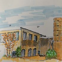 Pilot Mill (Raleigh, NC): Expressive Architectural Sketching with Colored Markers. Een project van  Schetsen,  Tekening,  Architecturale illustratie, Sketchbook y  Illustratie met inkt van Scott Lane - 29.01.2023