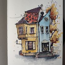 My project for course: Expressive Architectural Sketching with Colored Markers. Een project van  Schetsen,  Tekening,  Architecturale illustratie, Sketchbook y  Illustratie met inkt van Balázs Bihari - 29.01.2023