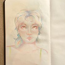 Meu projeto do curso: Desenho de retratos vibrantes com lápis de cor. Desenho, Desenho de retrato, Sketchbook, e Desenho com lápis de cor projeto de Valentina Mancuso - 29.01.2023
