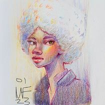 My project for course: Vibrant Portrait Drawing with Colored Pencils. Desenho, Desenho de retrato, Sketchbook, e Desenho com lápis de cor projeto de Margie Forestier - 29.01.2023