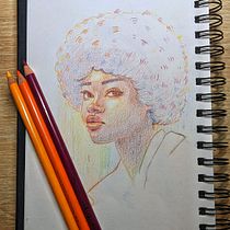 Mon projet du cours : Dessin de portraits expressifs aux crayons de couleur . Desenho, Desenho de retrato, Sketchbook, e Desenho com lápis de cor projeto de marine_p - 31.01.2023