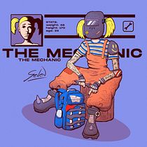 "The Mechanic" diseño de personajes. Un proyecto de Ilustración tradicional, Diseño de personajes, Dibujo, Ilustración digital e Ilustración con tinta de lauti rodriguez - 01.02.2023