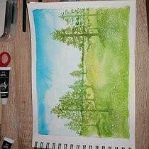 Mon projet du cours : Paysages oniriques à l'aquarelle : capturez la lumière. Pintura, e Pintura em aquarela projeto de Lévi Martinot - 01.02.2023