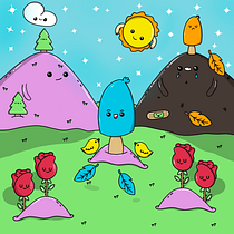 Diseño de mundos kawaii: Naturaleza Verde vs Naturaleza Quemada. Character Design, Digital Illustration, and Manga project by José Castillo - 01.27.2023