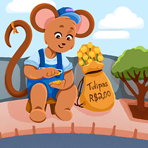 tulip seller mouse. Traditional illustration, Character Design, Drawing, Digital Illustration, Stor, telling, and Narrative project by sarahcpmarquescontato - 02.01.2023