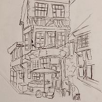 Mon projet du cours : Dessin architectural à l’aquarelle et à l’encre. Sketching, Drawing, Watercolor Painting, Architectural Illustration, Sketchbook & Ink Illustration project by Lou LA - 02.01.2023