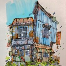 My project for course: Expressive Architectural Sketching with Colored Markers. Een project van  Schetsen,  Tekening,  Architecturale illustratie, Sketchbook y  Illustratie met inkt van Gordon Miller - 01.02.2023