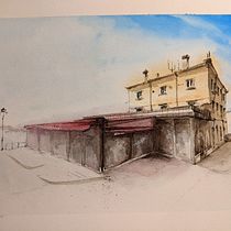 My project for course: Architectural Sketching with Watercolor and Ink. Sketching, Drawing, Watercolor Painting, Architectural Illustration, Sketchbook & Ink Illustration project by eclarefrench - 02.02.2023