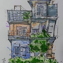 My project for course: Expressive Architectural Sketching with Colored Markers. Sketching, Drawing, Architectural Illustration, Sketchbook & Ink Illustration project by 小安 邱 - 02.02.2023