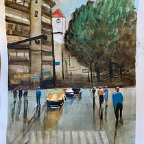 My project for course: Urban Landscapes in Watercolor. Een project van Aquarelschilderen y Traditionele illustratie van matoosian - 05.02.2023
