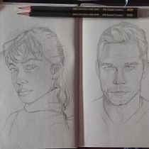 Mi proyecto del curso: Cuaderno de retratos a línea con grafito. Artes plásticas, Esboçado, Desenho, Desenho de retrato, e Sketchbook projeto de cora_frigula - 05.02.2023