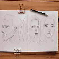 Projecto final: Sketchbook de retrato (perfil, 3/4, frontal). Projekt z dziedziny Sketching,  R, sunek, Portret,  R, sunek art, st, czn i Sketchbook użytkownika yuvia - 05.02.2023