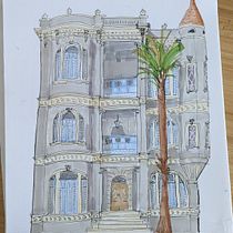 Mon projet du cours : Esquisses d'architecture expressives aux feutres de couleur. Sketching, Drawing, Architectural Illustration, Sketchbook & Ink Illustration project by Maxime Boh - 02.06.2023