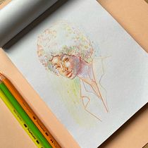Mon projet du cours : Dessin de portraits expressifs aux crayons de couleur . Desenho, Desenho de retrato, Sketchbook, e Desenho com lápis de cor projeto de lilasbonnefond - 06.02.2023
