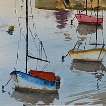Proyecto: Pintura en acuarela de paisajes marinos - Junto al puerto. Un proyecto de Pintura, Pintura a la acuarela e Ilustración naturalista				 de David Garcia - 07.02.2023