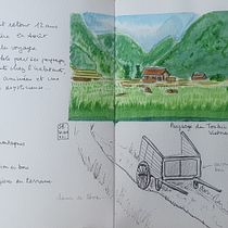 Mon projet du cours : Carnet de voyage à l’aquarelle. Traditional illustration, Watercolor Painting, Architectural Illustration, and Sketchbook project by sandrineb - 02.08.2023