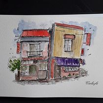 Mon projet du cours : Esquisses d'architecture expressives aux feutres de couleur. Een project van  Schetsen,  Tekening,  Architecturale illustratie, Sketchbook y  Illustratie met inkt van colorinesluna - 09.02.2023