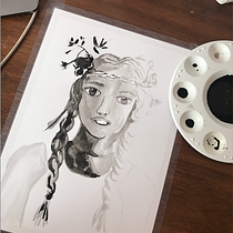 Mi proyecto del curso: Pintura artística con tinta china. Traditional illustration, Fine Arts, Painting, Pencil Drawing, Portrait Drawing, Artistic Drawing & Ink Illustration project by Melissa Montenegro - 02.08.2023