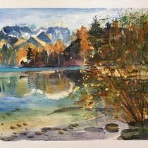 My project for course: Painting Realistic Watercolor Landscapes. Projekt z dziedziny  Sztuki piękne,  Malarstwo, Sketching, Malowanie akwarelą, Ilustracja naturalist i czna użytkownika Béatrice Ledermann - 09.02.2023