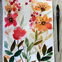 Mon projet du cours : Aquarelle florale créative : renouez avec la nature. Pintura em aquarela, Ilustração botânica, Ilustração tradicional, e Pintura projeto de Sylvie - 09.02.2023