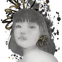 Mon projet du cours : Illustration de portraits avec des techniques traditionnelles et numériques. Traditional illustration, Pencil Drawing, Drawing, Digital Illustration, Watercolor Painting, Portrait Drawing, and Realistic Drawing project by bymurielle - 01.25.2023