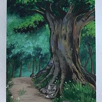 Dans la forêt . Traditional illustration, Painting, and Gouache Painting project by Ludmilla Ramseier - 02.12.2023
