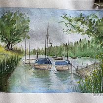 Mijn project van de cursus: Leer zeelandschappen schilderen met aquarel. Pintura, Pintura em aquarela e Ilustração naturalista projeto de Natalia Kołodziej - 12.02.2023