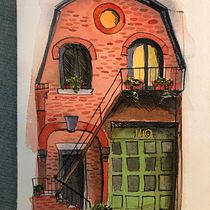 Mijn project van de cursus: Illustreer charmante scènes met aquarel en vulpen. Painting, Sketching, Watercolor Painting, Architectural Illustration & Ink Illustration project by floorwillemze - 02.12.2023