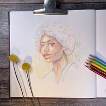 Mein Abschlussprojekt für den Kurs: Lebendiges Porträtzeichnen mit Buntstiften. Drawing, Portrait Drawing, Sketchbook, and Colored Pencil Drawing project by Anja Schreinemachers - 02.14.2023