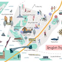  Illustrated Map Creation: Reflecting a City's Essence. Traditional illustration, Infographics, Drawing, Digital Illustration, and Digital Painting project by Carol Bowen - 02.17.2023