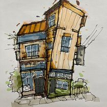 My project for course: Expressive Architectural Sketching with Colored Markers. Een project van  Schetsen,  Tekening,  Architecturale illustratie, Sketchbook y  Illustratie met inkt van Алексей Костенко - 18.02.2023