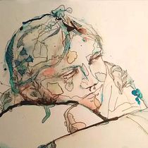Mon projet du cours : Portrait expérimental à l'encre, à l'alcool et au thé. Artes plásticas, Pintura, Desenho e Ilustração com tinta projeto de Gyslaine Nicolet - 20.12.2023