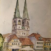 Mein Abschlussprojekt für den Kurs: Moderne Techniken für Stadtlandschaften in Aquarell. Un progetto di Pittura e Pittura ad acquerello di Sabine - 19.02.2023