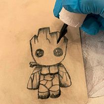 Little Groot. Tattoo Design, and Traditional illustration project by Ivan Pernigotti - 02.17.2023