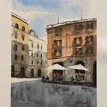 Mi proyecto del curso: Técnicas modernas para paisajes urbanos en acuarela. Un progetto di Pittura e Pittura ad acquerello di daniel.tome.10 - 21.02.2023