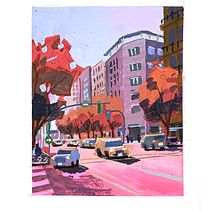 My project for course: Gouache Painting of Urban Landscapes. Traditional illustration, Painting, and Gouache Painting project by David Miller - 02.22.2023