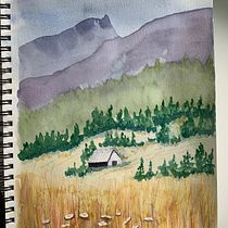 My project for course: Watercolor Landscapes: Experimental Tools and Techniques. Projekt z dziedziny  Sztuki piękne,  Malarstwo i Malowanie akwarelą użytkownika corinawaage - 23.02.2023
