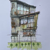 My project for course: Expressive Architectural Sketching with Colored Markers. Een project van  Schetsen,  Tekening,  Architecturale illustratie, Sketchbook y  Illustratie met inkt van tsarstvennaia_sasha - 19.02.2023