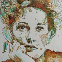 Mon projet du cours : Portrait expérimental à l'encre, à l'alcool et au thé. Artes plásticas, Pintura, Desenho e Ilustração com tinta projeto de Catherine DI GIORGIO - 27.02.2023
