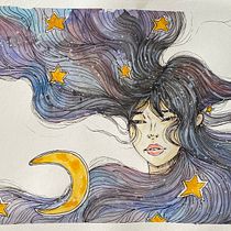 Daydreaming. Traditional illustration, Fine Arts, Painting, Watercolor Painting, and Color Theor project by Osa Barbosa - 02.23.2023